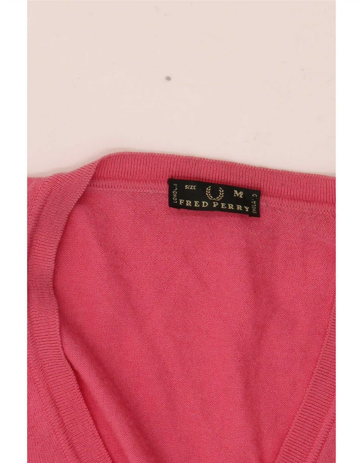 Pulover cu decolteu în V Fred Perry pentru femei UK 12 Roz mediu