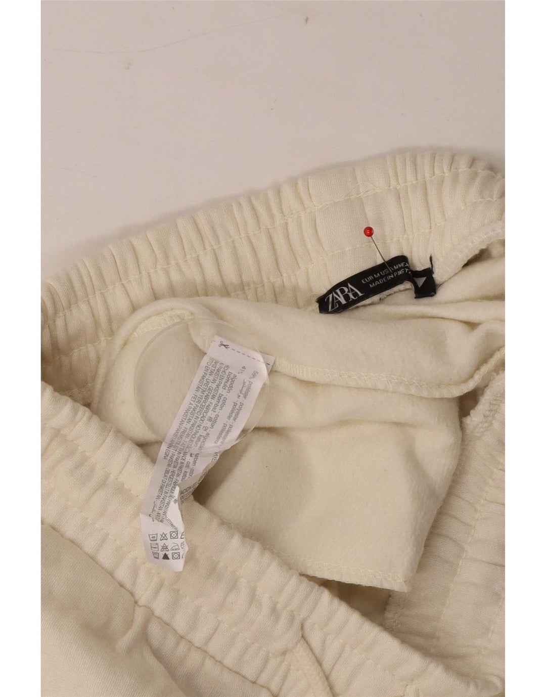 Pantaloni de trening pentru femei Zara Joggeri UK 12 Poliester alb mediu