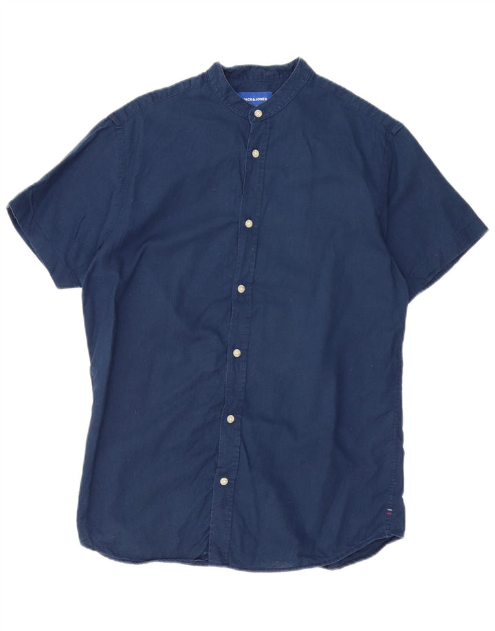 Cămașă cu mânecă scurtă pentru bărbați JACK & JONES, bumbac, albastru bleumarin