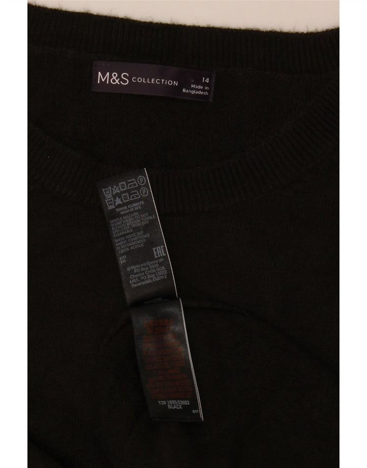 Pulover pentru femei Marks & Spencer cu decolteu triplu UK 14 Medium Negru Acrilic