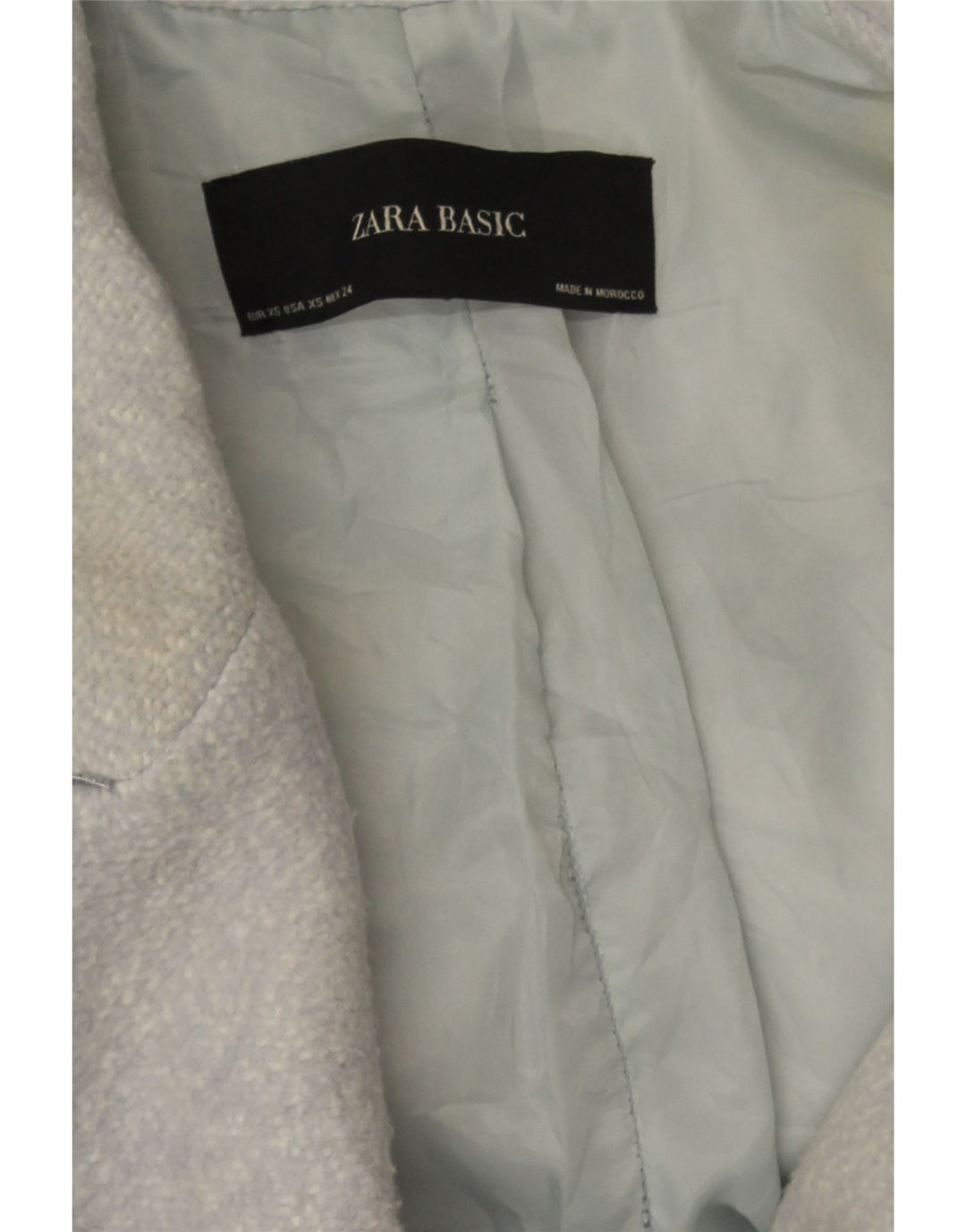 Palton supradimensionat pentru femei Zara Marea Britanie 6 XS albastru pete