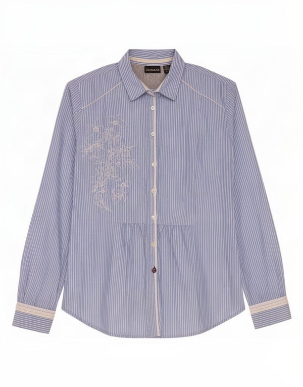 Cămașă Napapijri pentru femei UK 10 Small Blue Pinstripe