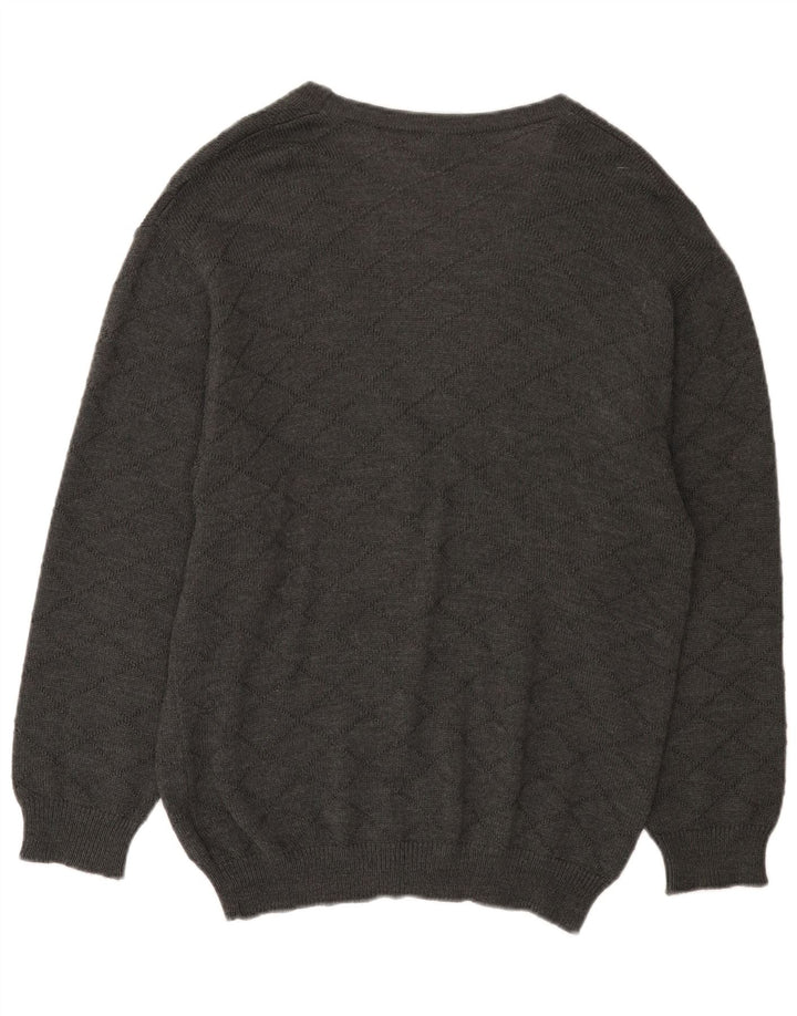 Pulover Cardigan Vintage pentru Damă EU 46 XL Gri din Poliacrilic