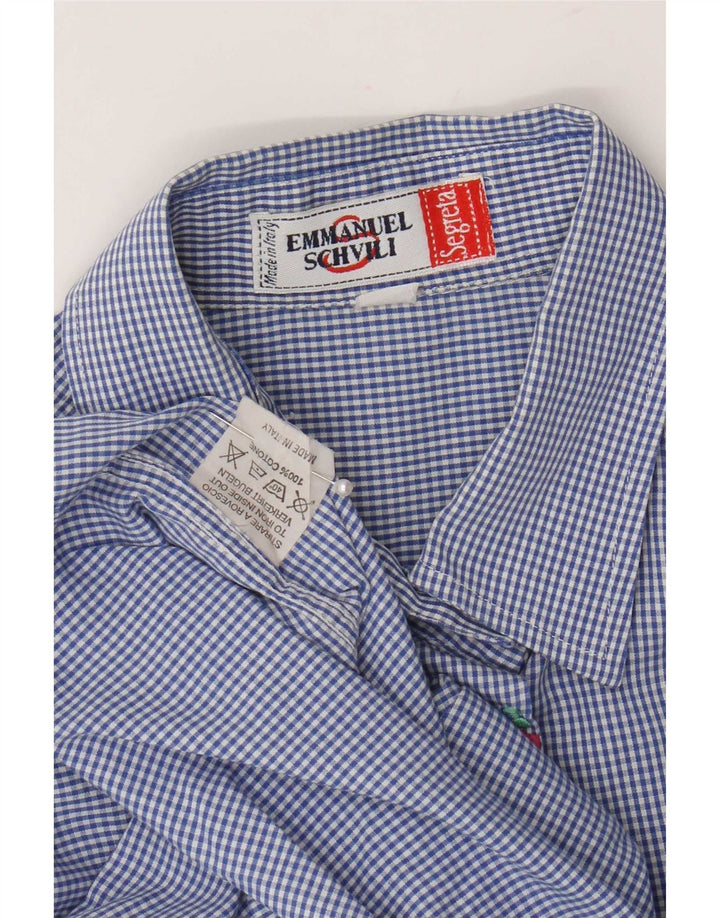 Cămașă obișnuită cu mânecă lungă pentru femei Emmanuel Schvili UK 18 XL Blue Vichy