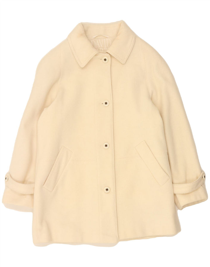 DAVID BARRY Womens Oversized Overcoat UK 14 Large Off White Wool Vintage David Barry and Second-Hand David Barry from Messina Hembry 