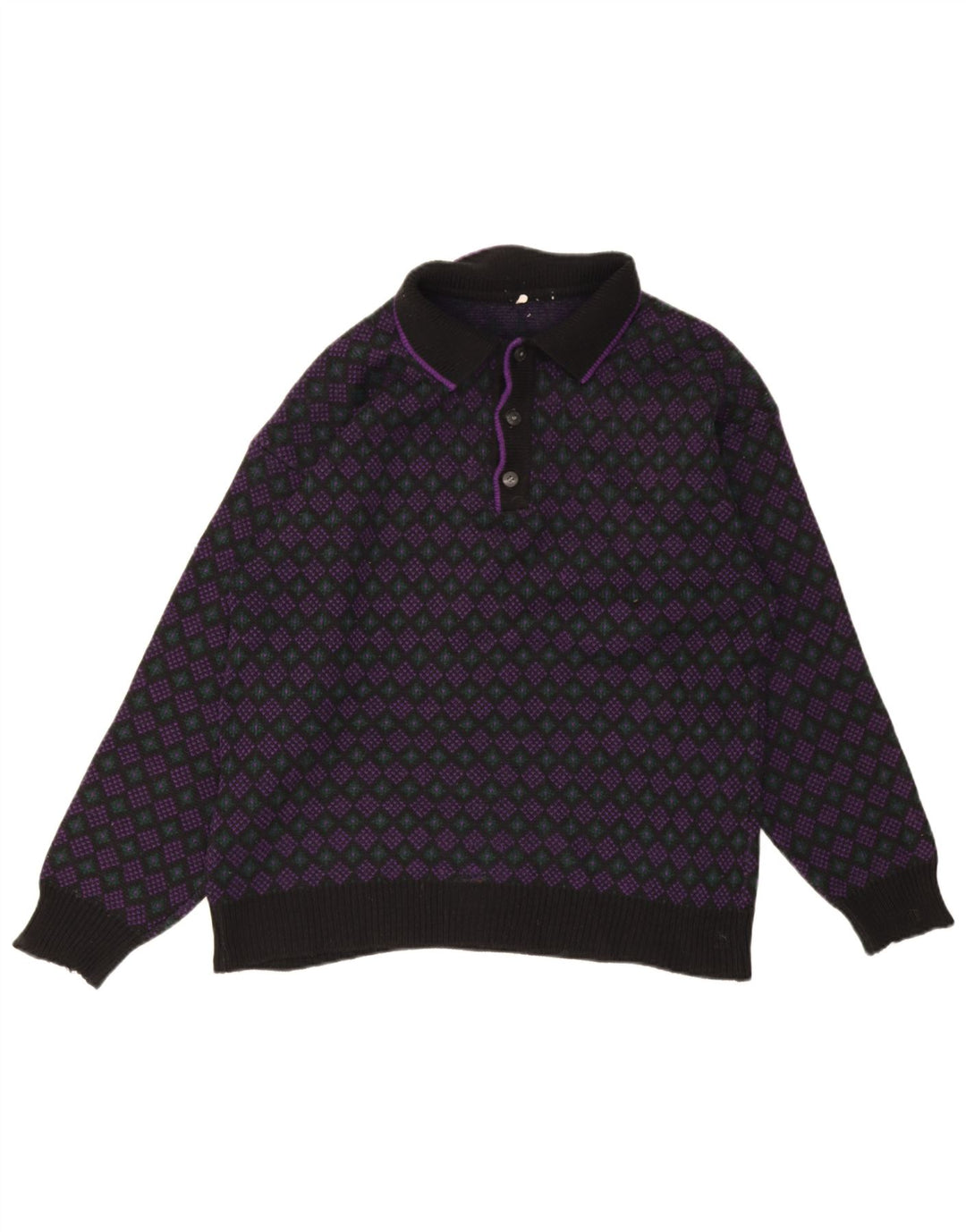 Pulover vintage pentru bărbați cu gât polo, mijlociu, multicolor, geometric