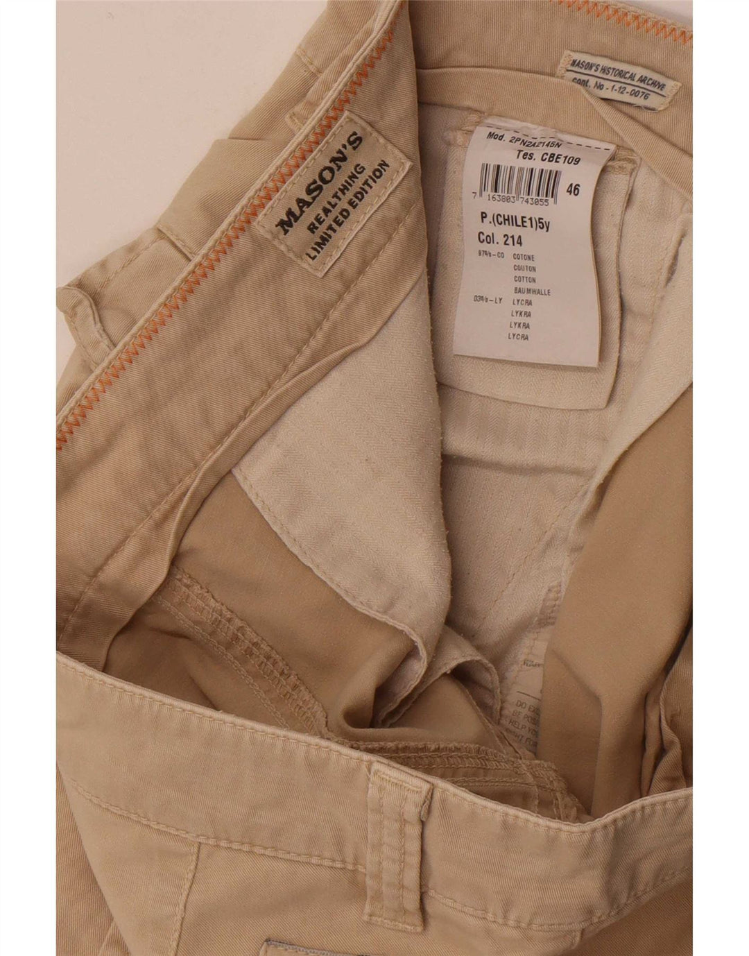 Pantaloni cargo subțiri pentru bărbați Mason's, L31 L34, bumbac bej
