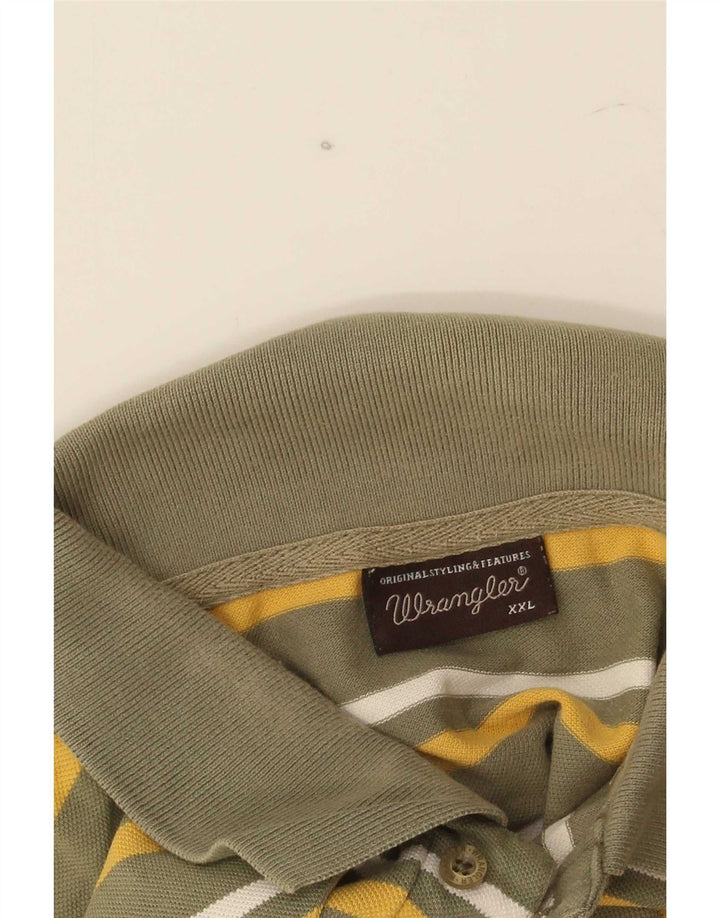Tricou polo pentru bărbați Wrangler 2XL kaki cu dungi