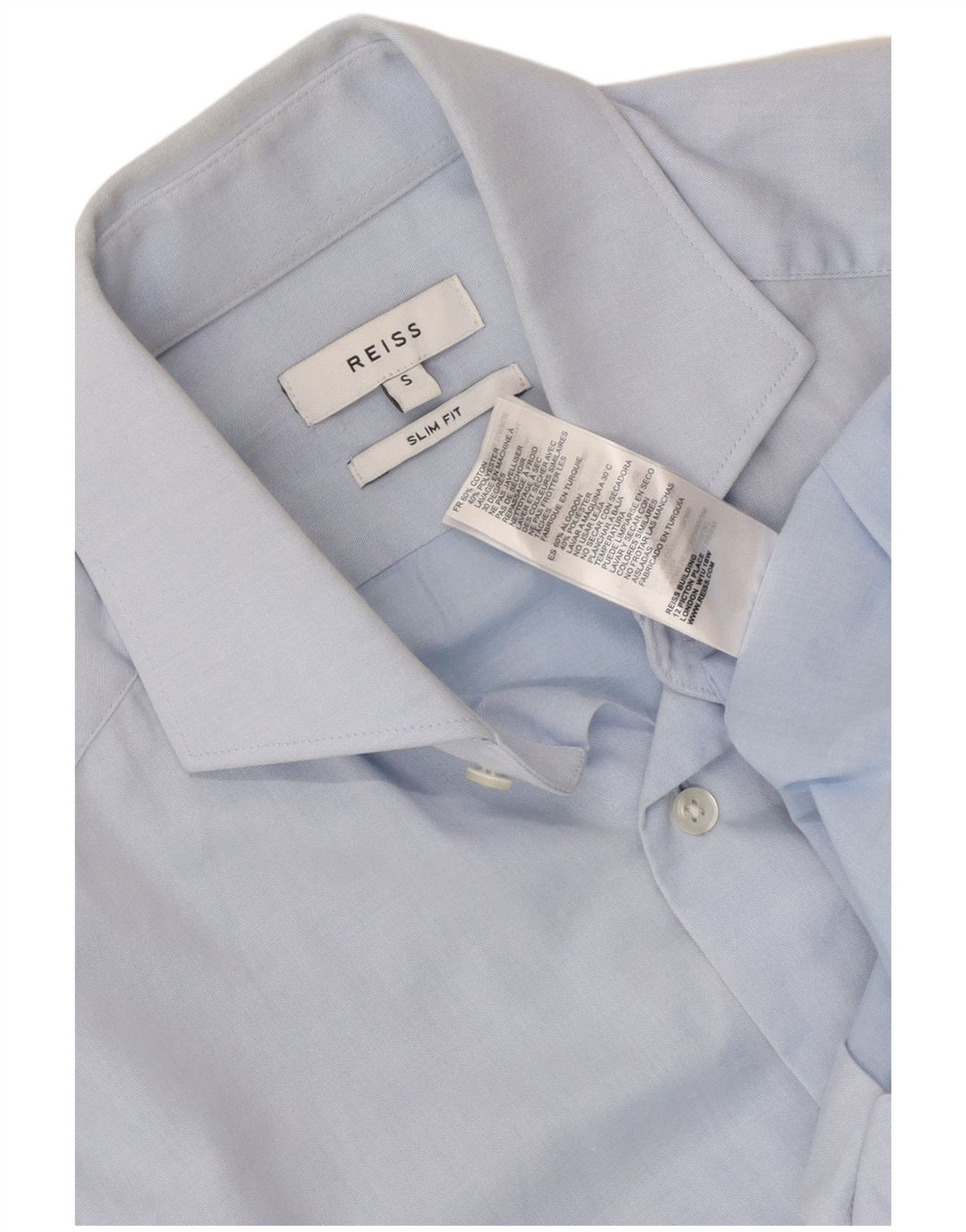Cămașă Slim Fit Reiss pentru bărbați, bumbac albastru mic