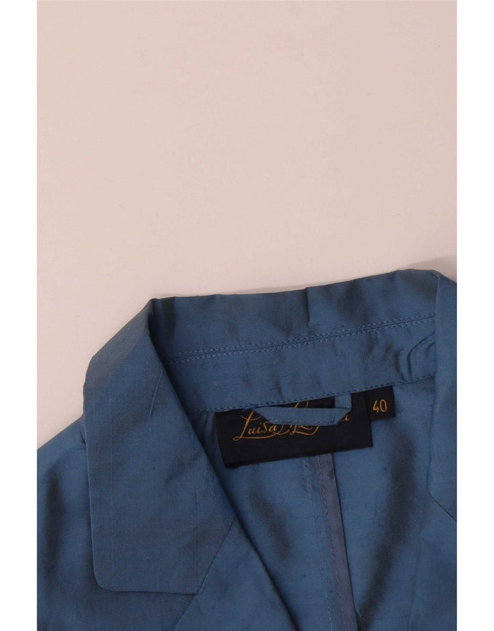 Luisa Spagnoli Jachetă pentru femei cu 3 nasturi IT 40 Small Blue Silk