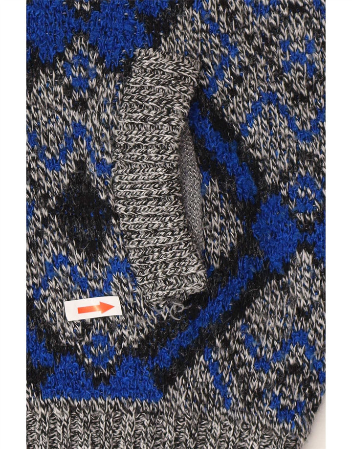 Cardigan Vintage pentru bărbați, mare, gri, geometric