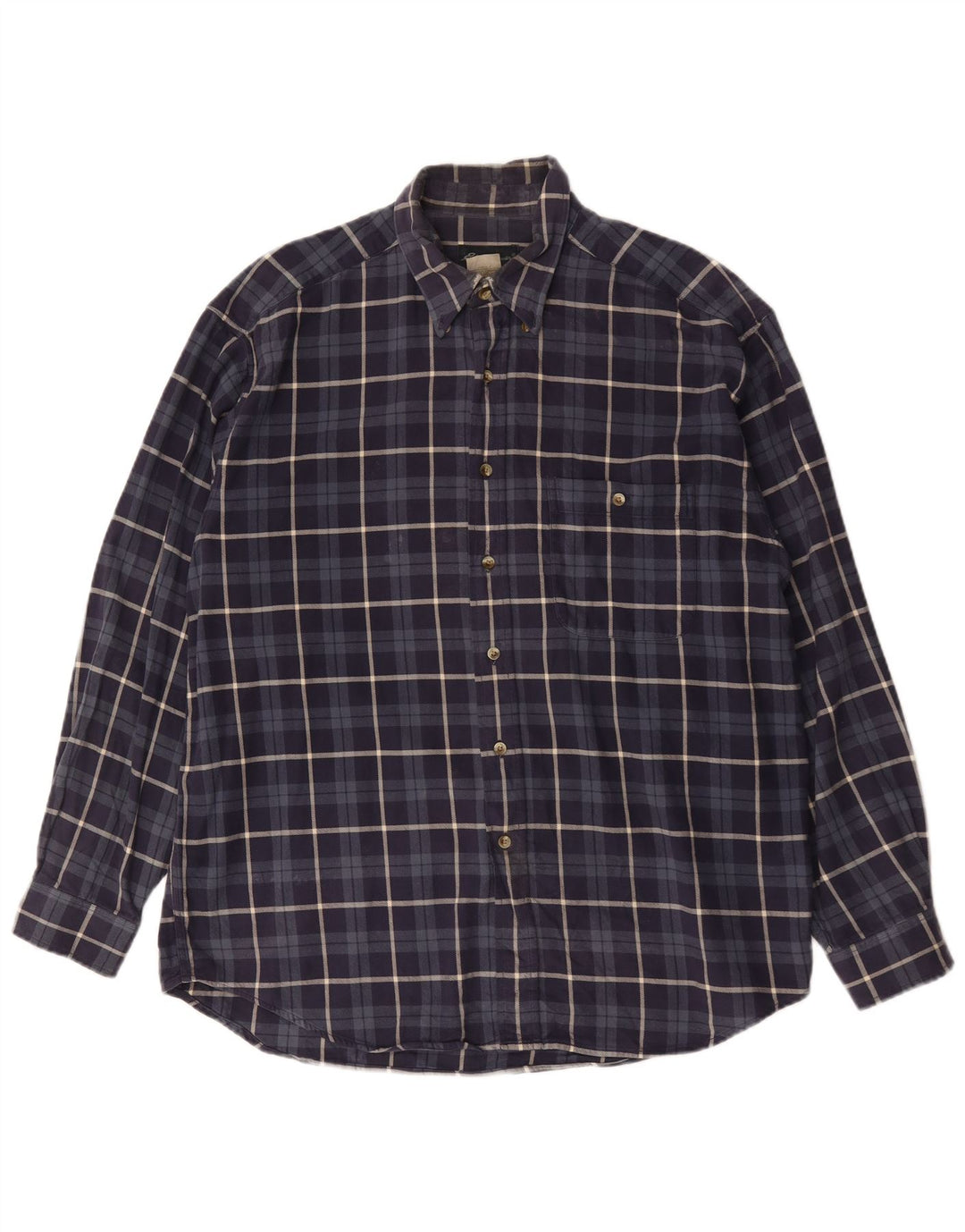 Cămașă de flanel pentru bărbați Eddie Bauer, mare din bumbac cu carouri bleumarin