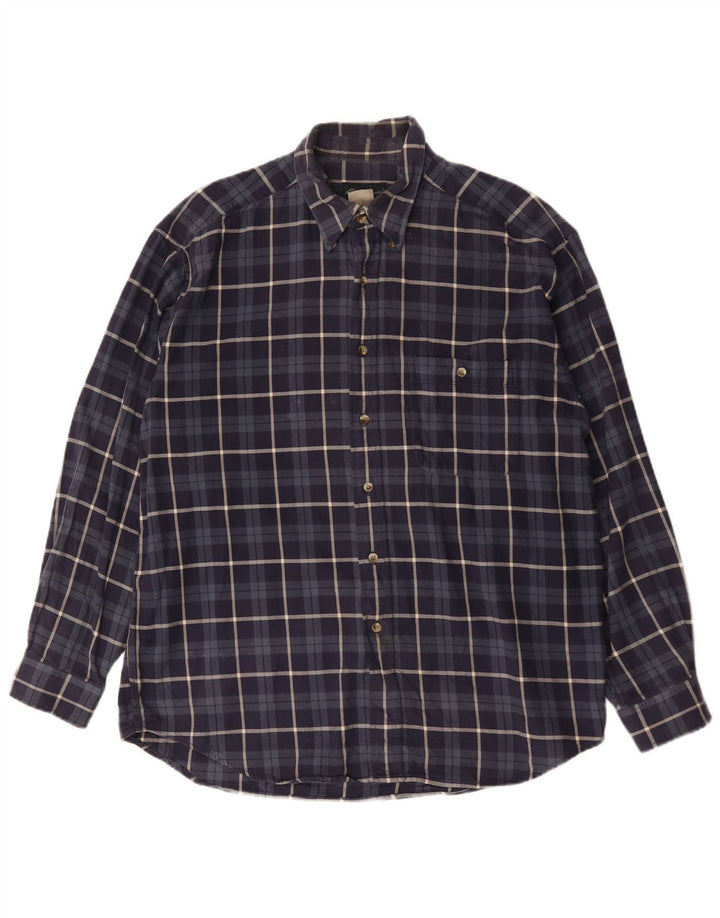 Cămașă de flanel pentru bărbați Eddie Bauer, mare din bumbac cu carouri bleumarin