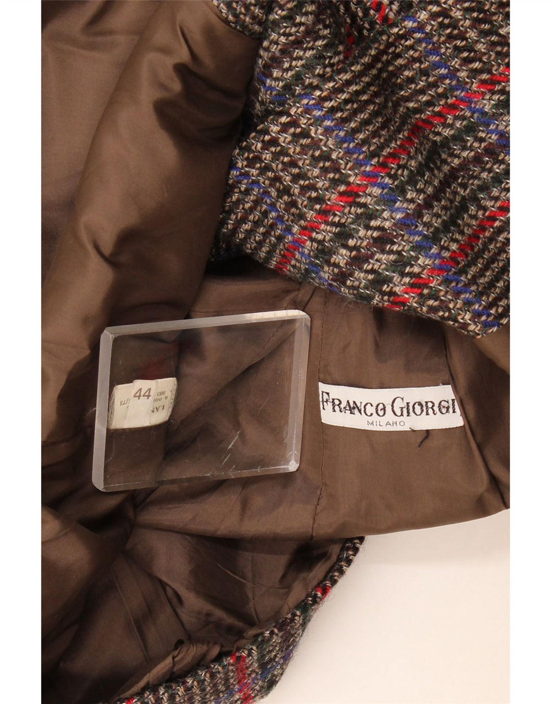 Jachetă vintage pentru femei cu 2 nasturi IT 44 Lână maro medie Houndstooth