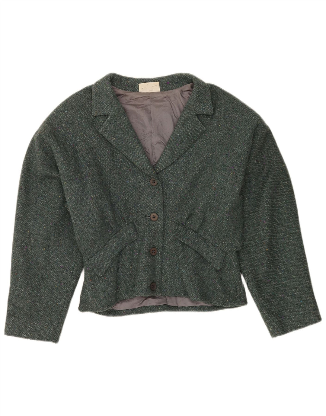 Jachetă vintage pentru femei crop cu 4 nasturi