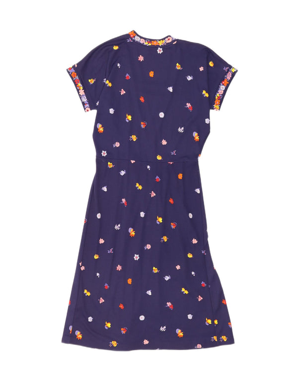 Rochie vintage pentru femei în linie A UK 14 Medium Bleumarin Floral
