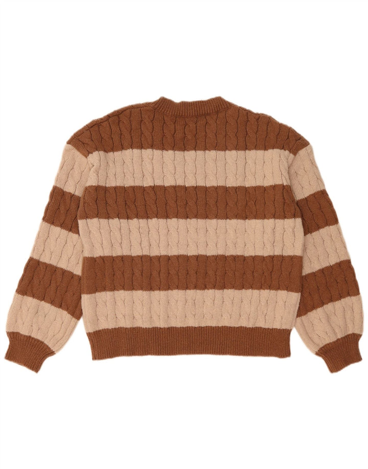 SHEIN Pulover cu decolteu în V pentru femei UK 14 Maro mediu Colorblock