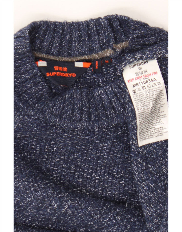 Pulover pentru bărbați Superdry cu decolteu triplu, poliester cu pete albastru mediu