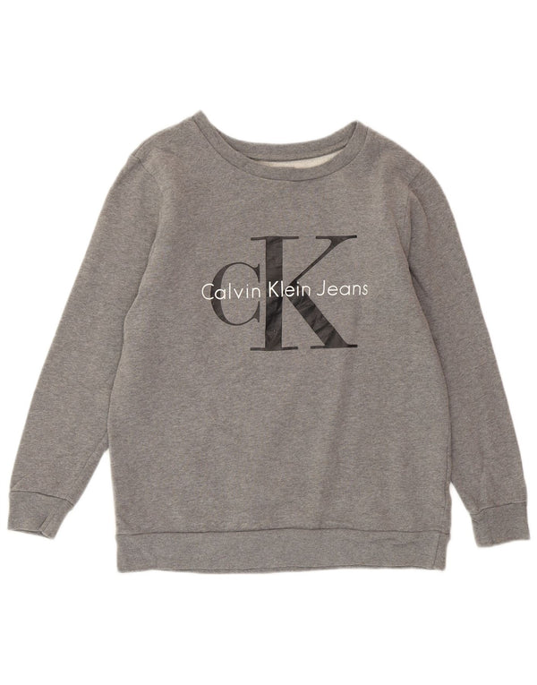 CALVIN KLEIN JEANS Pulover supradimensionat pentru femei UK 6 XS Gri pete