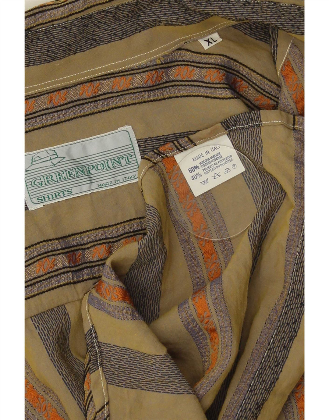 Cămașă Vintage pentru bărbați XL Kaki, viscoză cu dungi