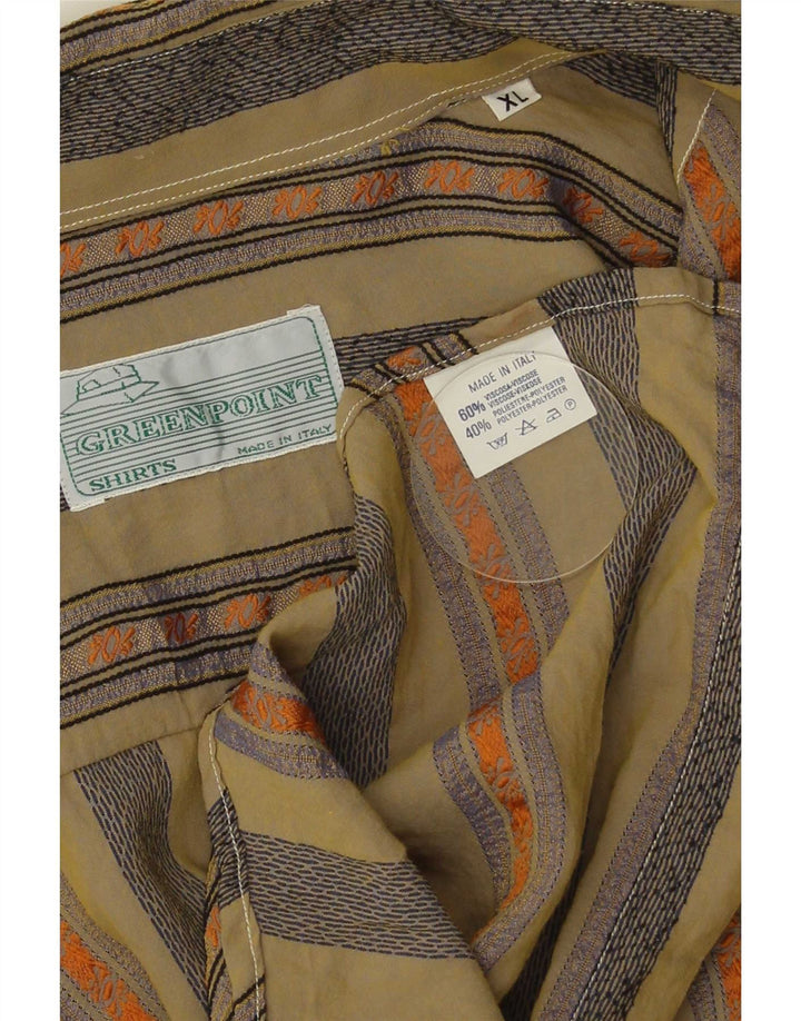Cămașă Vintage pentru bărbați XL Kaki, viscoză cu dungi