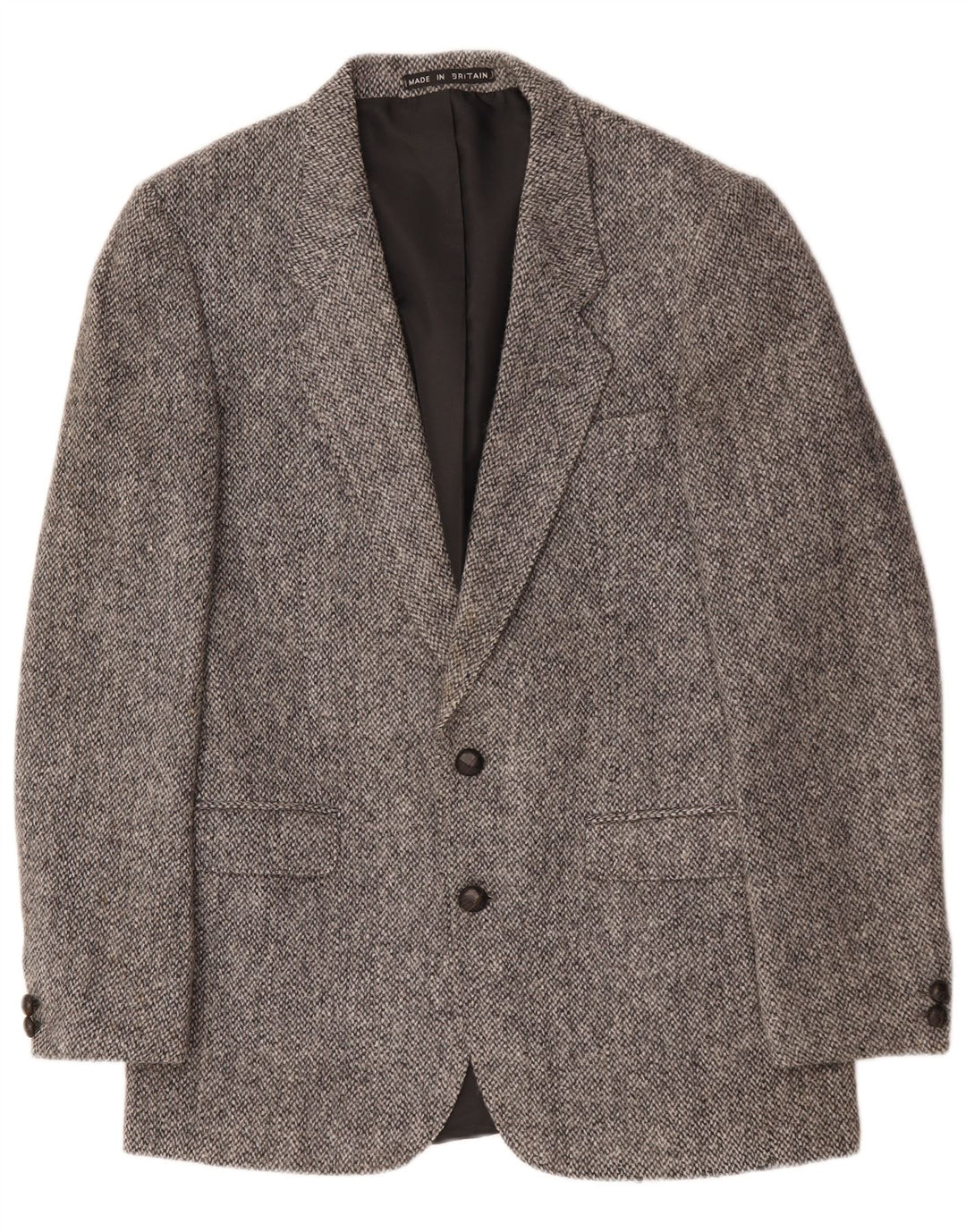 Jachetă pentru bărbați Harris Tweed cu 2 nasturi, UK 40, lână mare, gri