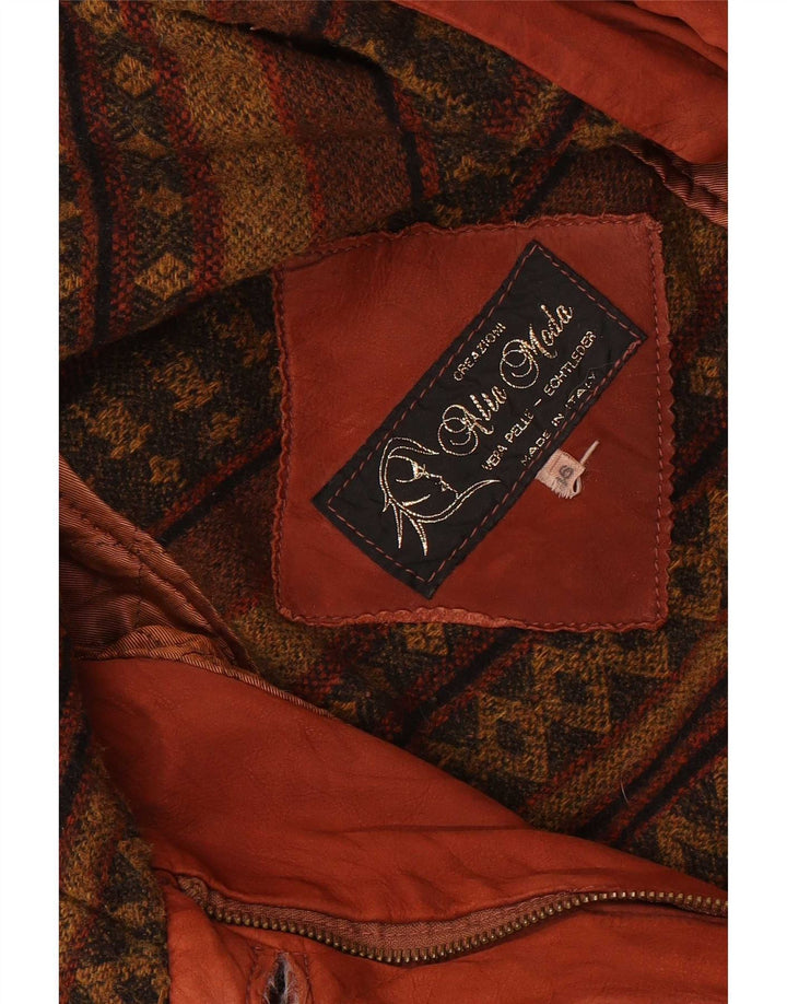 Palton supradimensionat din piele pentru femei Alta Moda IT 46 Maroon mare