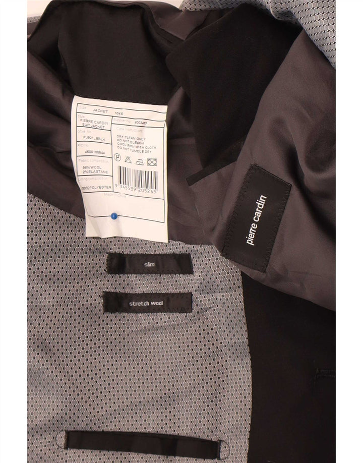 Jachetă blazer subțire cu 2 nasturi Pierre Cardin pentru bărbați UK 38 Lână neagră medie
