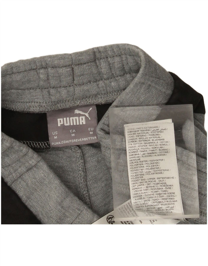 Pantaloni de trening Puma pentru bărbați, bumbac color bloc, gri mediu