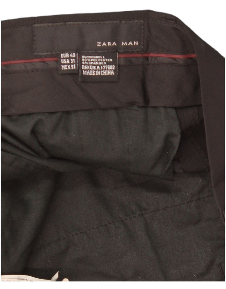 ZARA Pantaloni Chino Drepți Bărbați EU 40 Mediu L31 L34 Poliester Negru