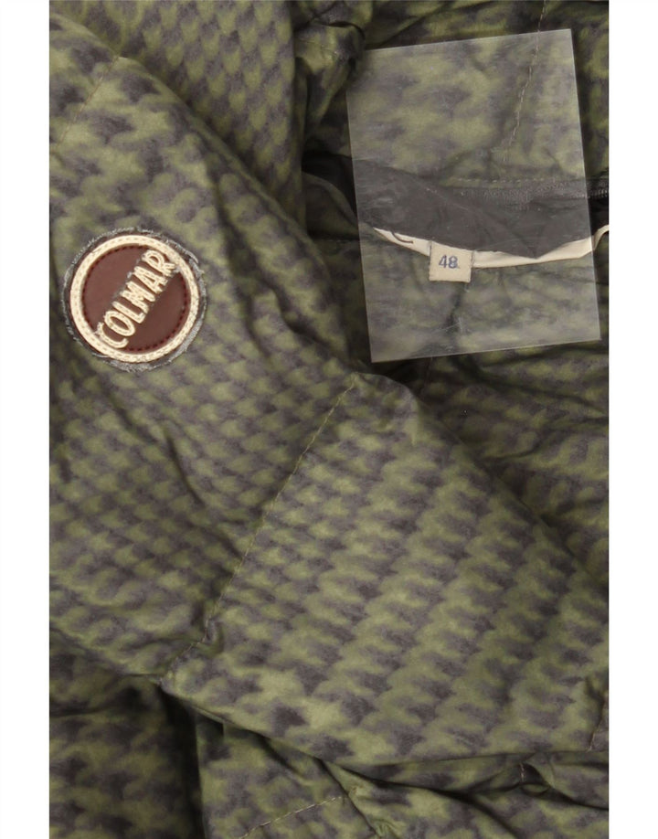 COLMAR Womens Hooded Padded Reversible Jacket IT 48 XL Green Houndstooth