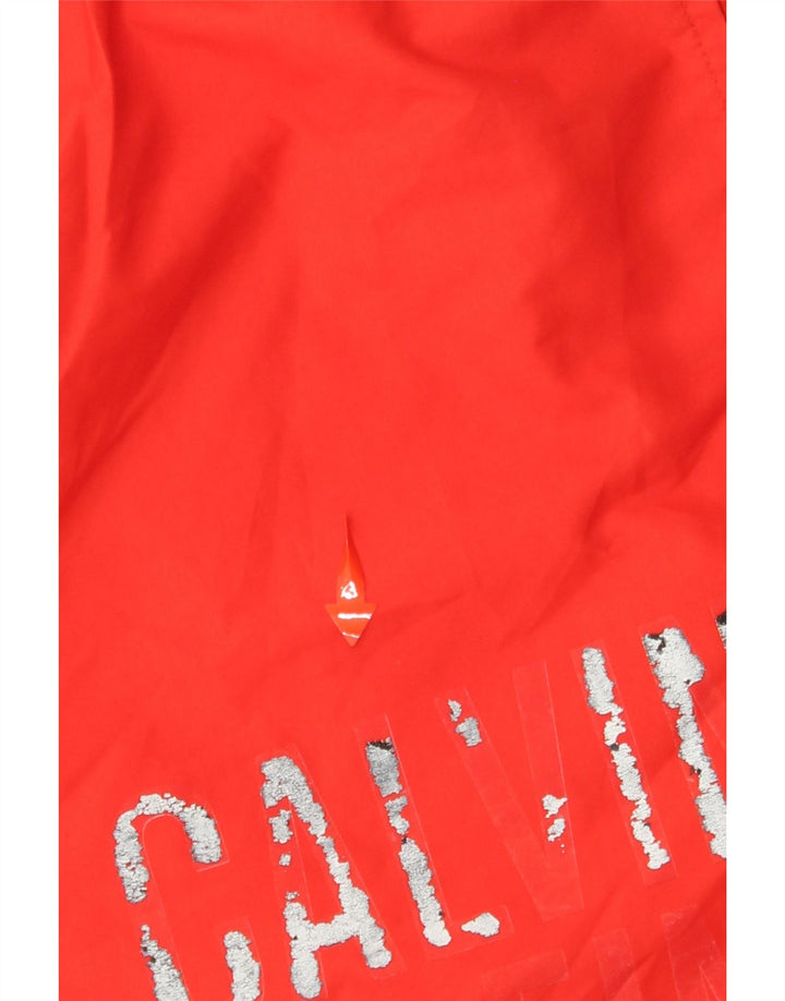 CALVIN KLEIN Pantaloni scurți de înot grafic pentru bărbați, poliester roșu mare