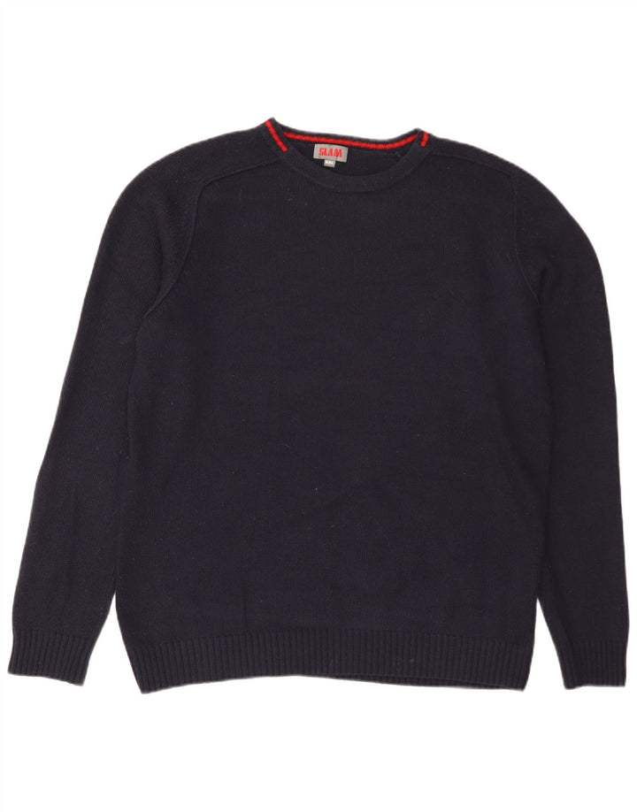 Pulover Slam pentru bărbați, cu gât de barcă, 2XL, lână bleumarin