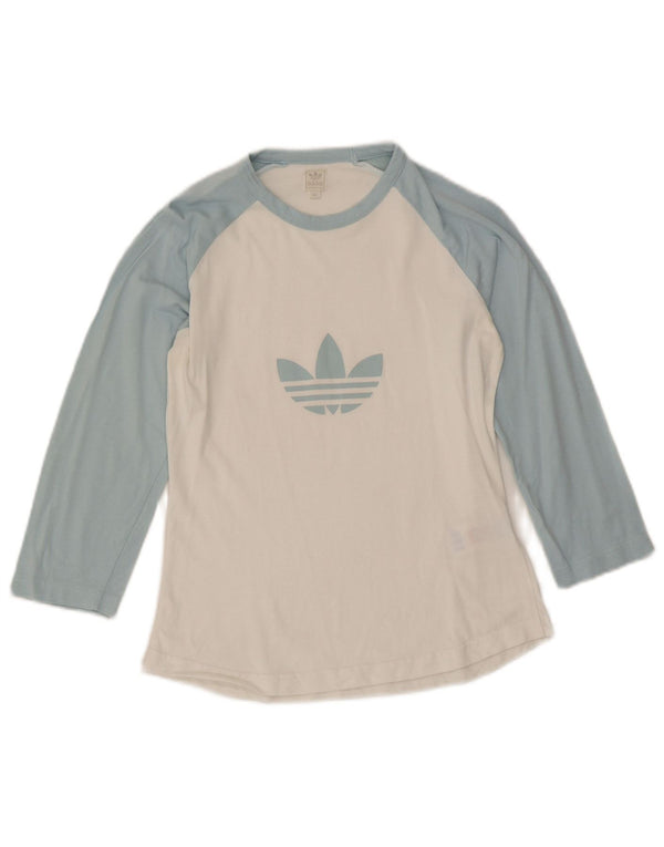 Top grafic Adidas pentru femei 3/4 mâneci IT 44 Medium White Colorblock Bumbac