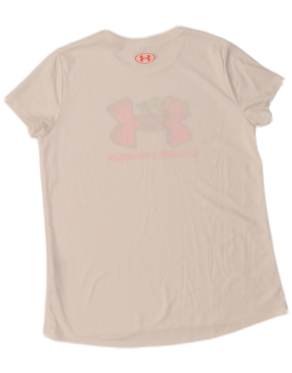 Tricou grafic Under Armour pentru fete Top 13-14 ani XL Poliester alb