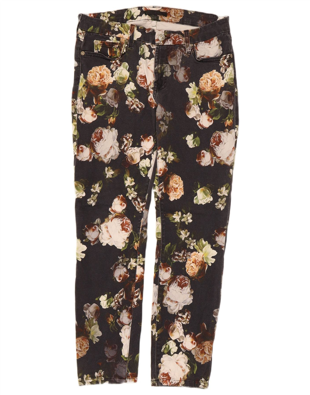 7 FOR ALL MANKIND Blugi subțiri pentru femei L30 L26 Bumbac floral negru