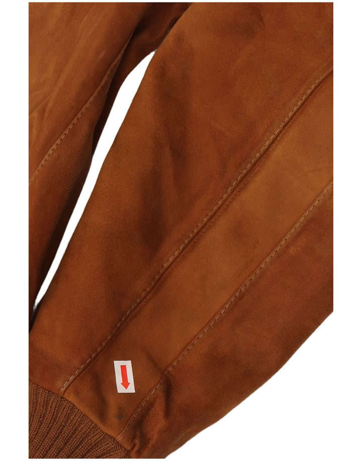 Bomber vintage pentru femei de piele intoarsa UK 10 mic maro