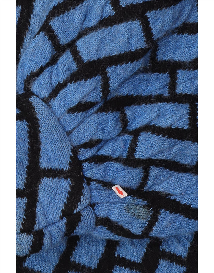 Pulover cardigan supradimensionat cu paragate vintage pentru femei UK 14 Medium Blue Check