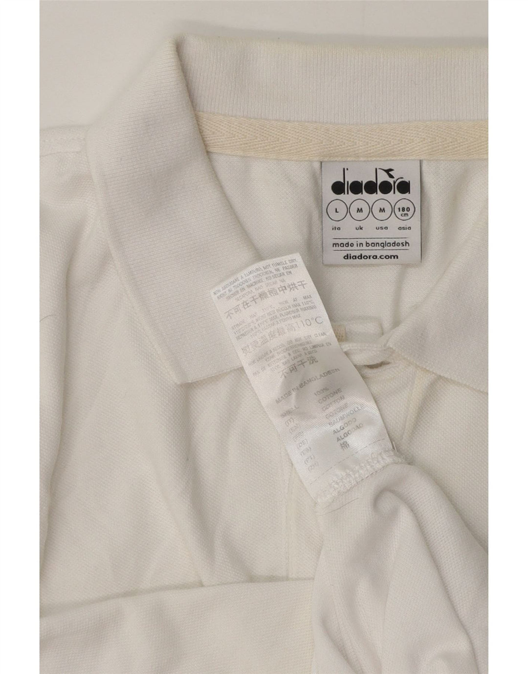 Tricou polo pentru bărbați Diadora, bumbac alb mediu