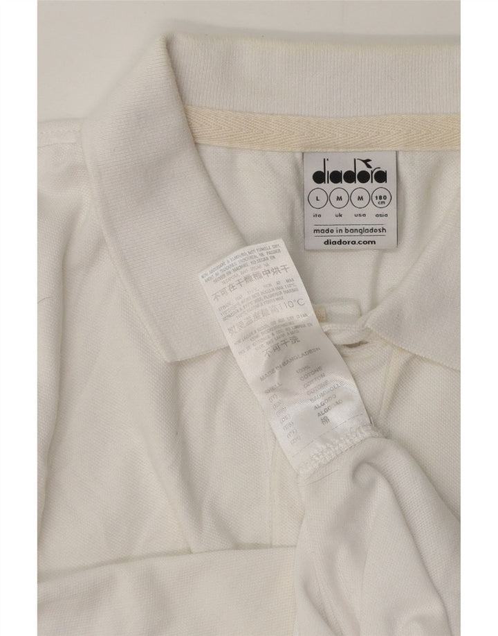 Tricou polo pentru bărbați Diadora, bumbac alb mediu