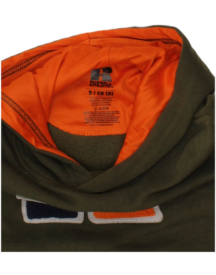Pulover cu glugă cu grafic pentru băieți Russell Athletic 7-8 ani Poliester kaki mic