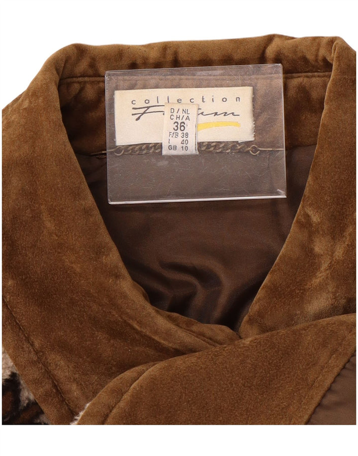 VINTAGE haină supradimensionată pentru femei UK 10 Fair Isle, bej mic