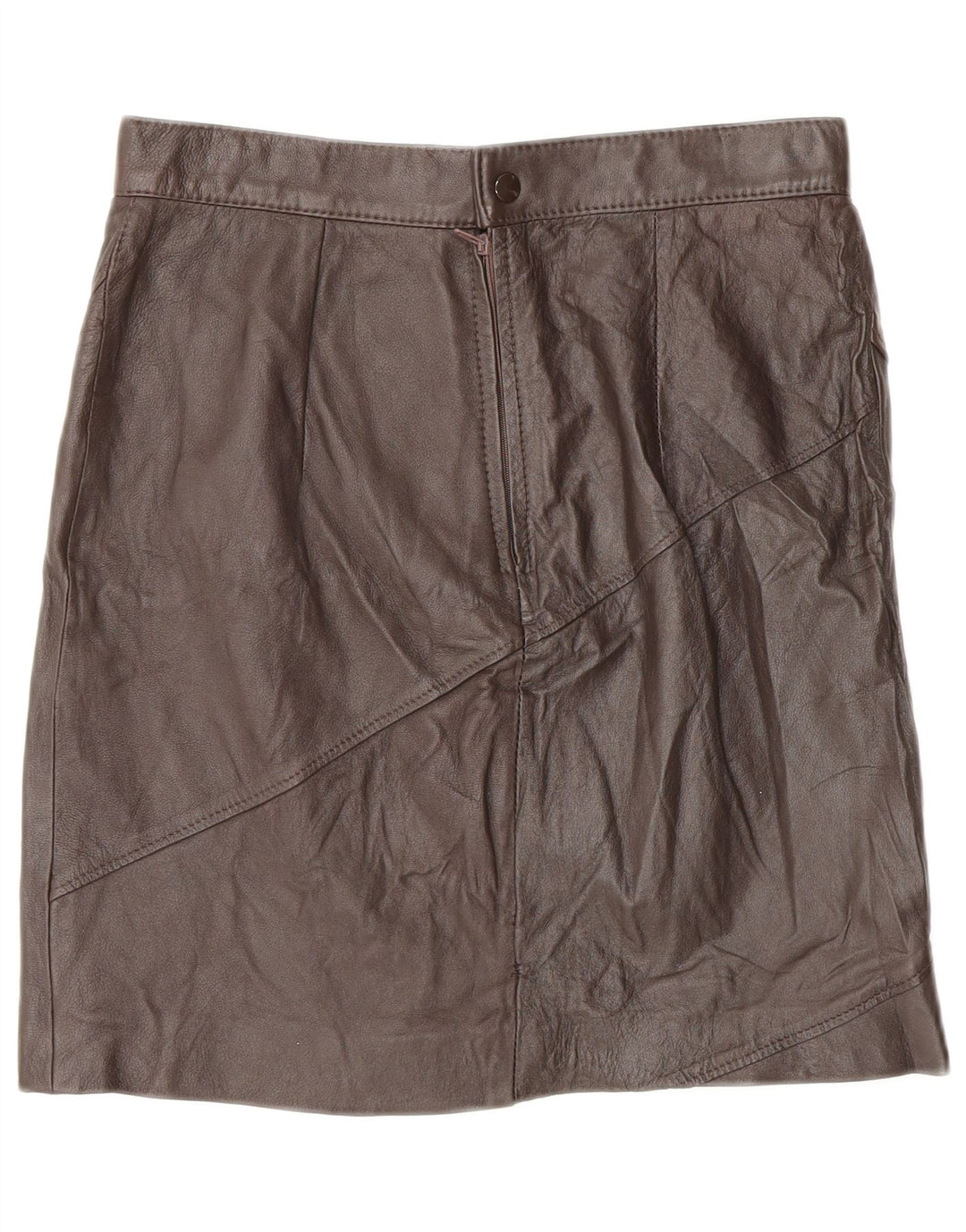 Mini fustă de piele vintage pentru femei IT 46 Large W28 piele maro