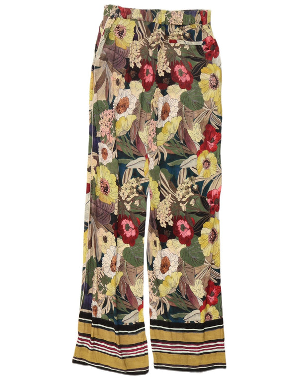Pantaloni pentru femei Zara cu picioare late Mici L26 L34 Viscoză florală multicoloră