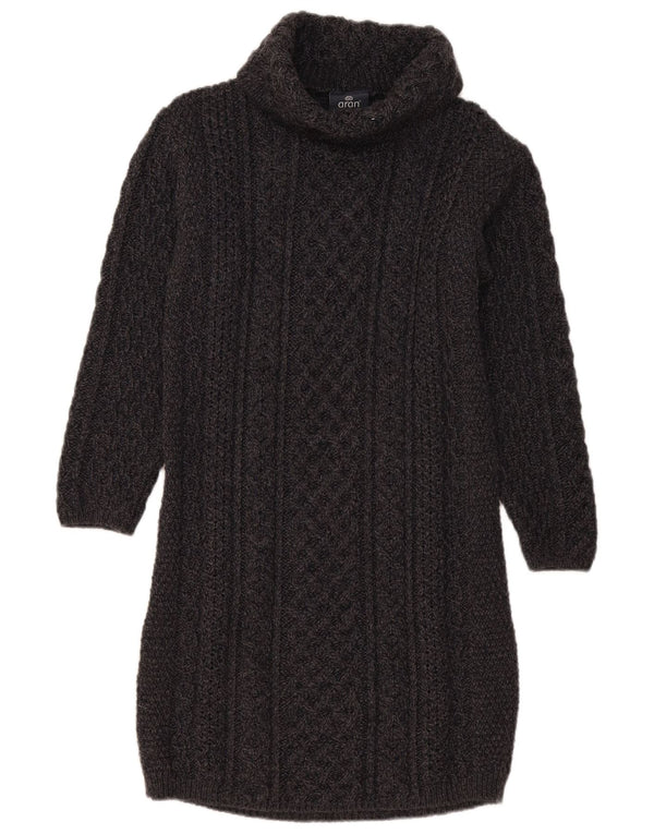 Aran Wollen Mills Rochie Jumper cu mânecă lungă pentru femei UK 14 Gri mediu
