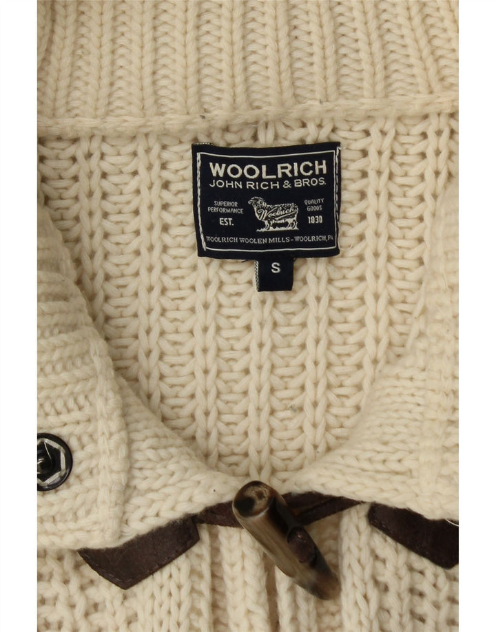 WOOLRICH Pulover cardigan cu paragate supradimensionat pentru femei UK 10 Small Off White