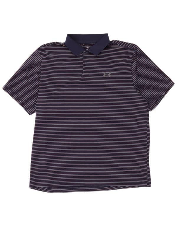 Cămașă polo Under Armour pentru bărbați, mare, albastru, poliester cu dungi