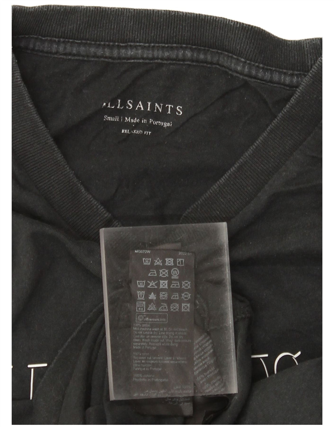 Tricou grafic pentru bărbați All Saints, cu croială relaxată, top mic, negru, bumbac