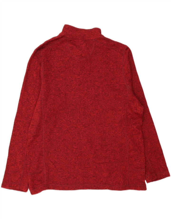 WOOLRICH Mens Button Neck Sweatshirt Jumper XL Burgundy Polyester