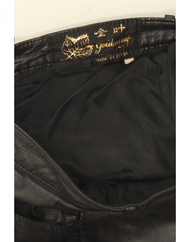 Pantaloni subțiri din piele pentru femei Golden Leaf L26 L28 Negru